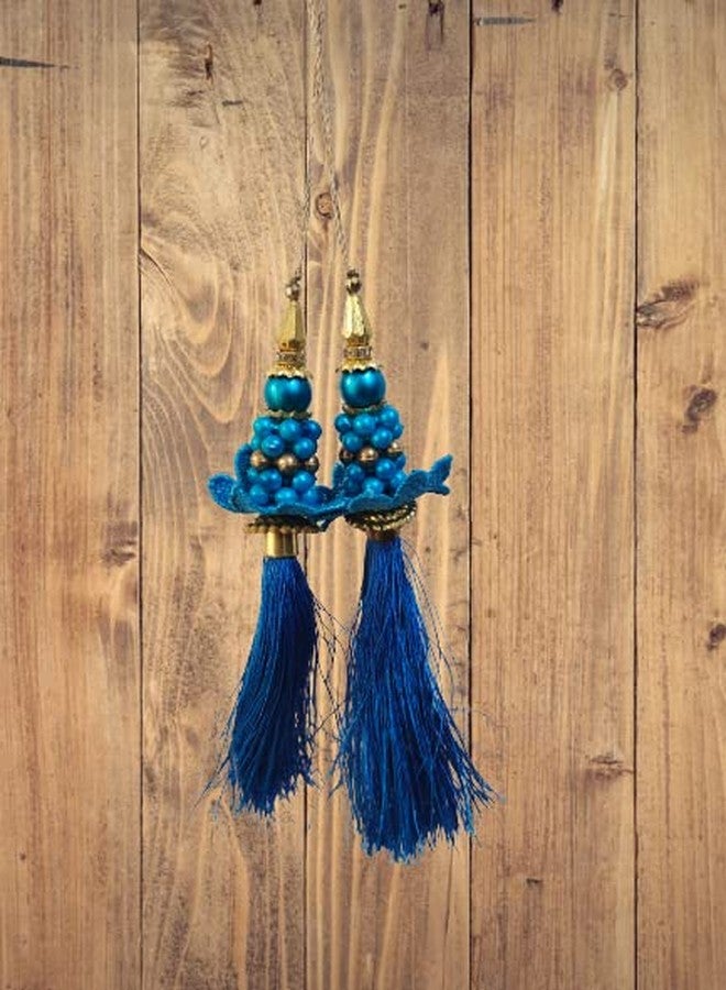 PRIMEFAIR Handmade Women Fabric Ethnic Hanging Tassel and latkan for Blouse Saree, Small -Set of-2 Brooches & Pins (FIROZI) - Image 5